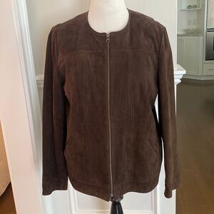 JJill Genuine Suede Leather Zippered Jacket
